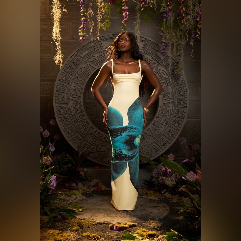 Murci Fleur Backless Maxi Dress